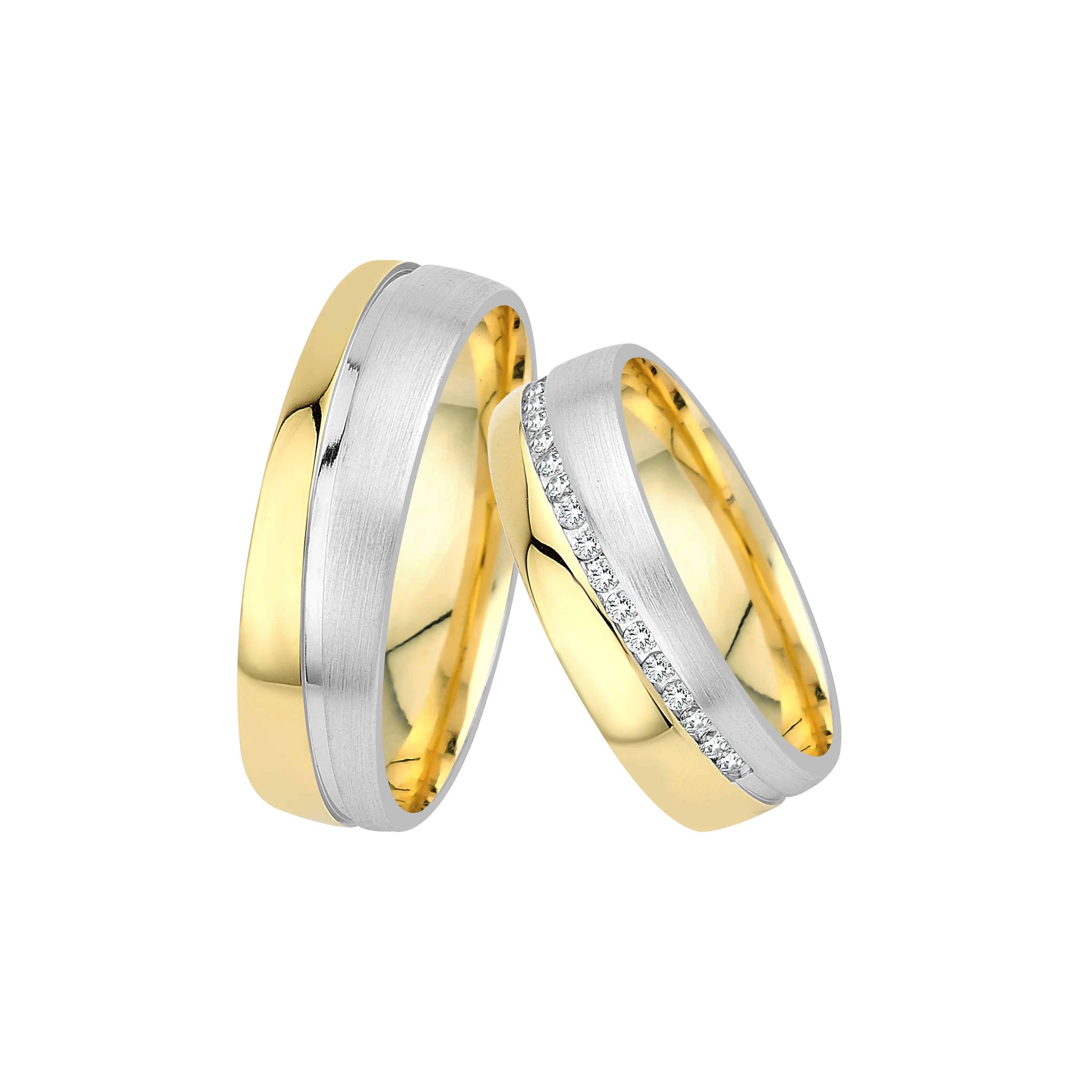 Oberturm Trauringe Classics in Gelbgold/Weissgold mit Diamanten F120