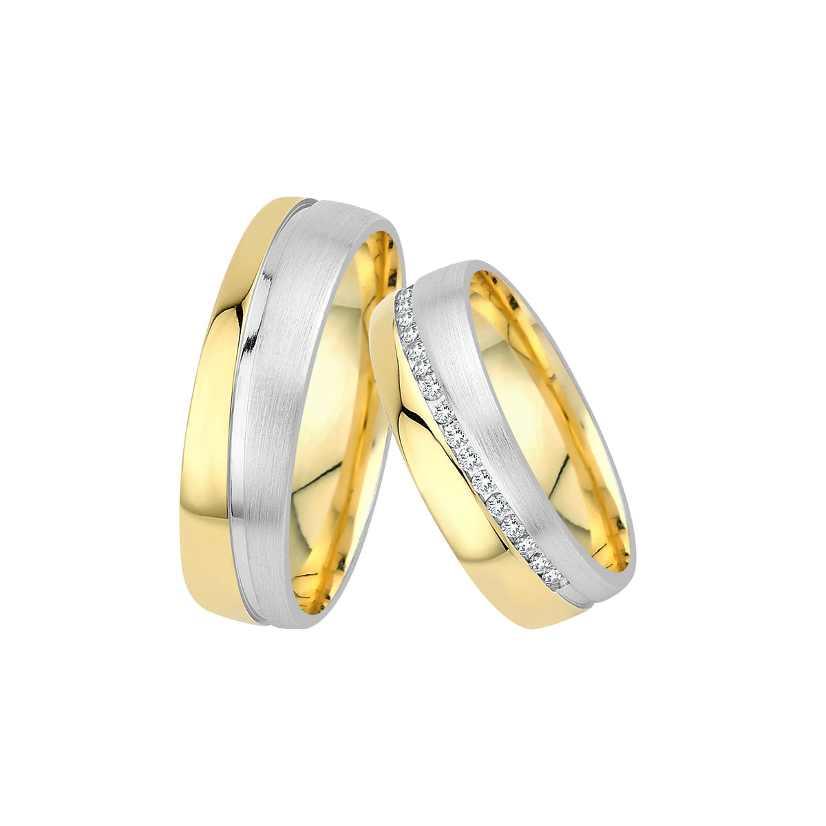 Oberturm Trauringe Classics in Gelbgold/Weissgold mit Diamanten F120