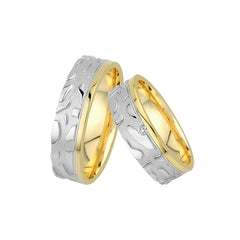 Oberturm Trauringe Classics in Weissgold/Gelbgold mit Diamant F213