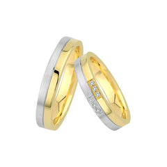 Oberturm Trauringe Classics in Weissgold/Gelbgold mit Diamanten F620