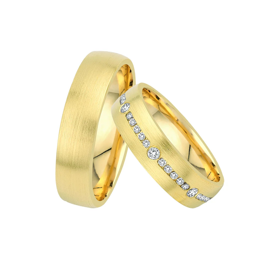 Oberturm Trauringe Classics in Gelbgold mit Diamanten F639