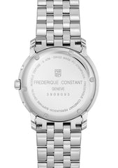 Frederique Constant Uhren Mondanzeige Wochentagsanzeige Datumsanzeige Silber Gehäuse Silber Armband Blau Zifferblatt Oberturm Uhren in Aarau