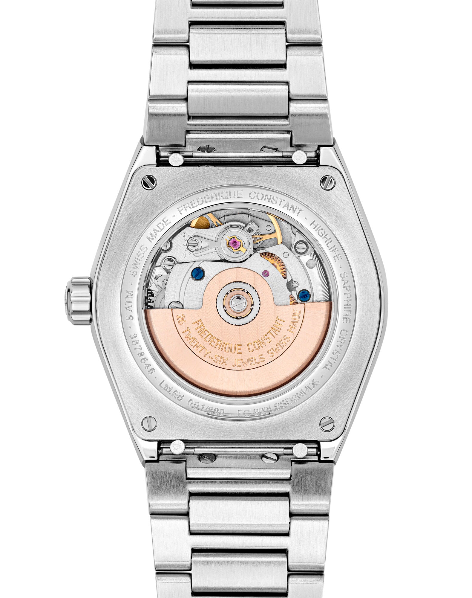 Frederique Constant Automatik Uhren Silber Gehäuse Silber Armband Blau Zifferblatt Limited Edition 68 Diamanten 0.50 ct Oberturm Uhren in Aarau