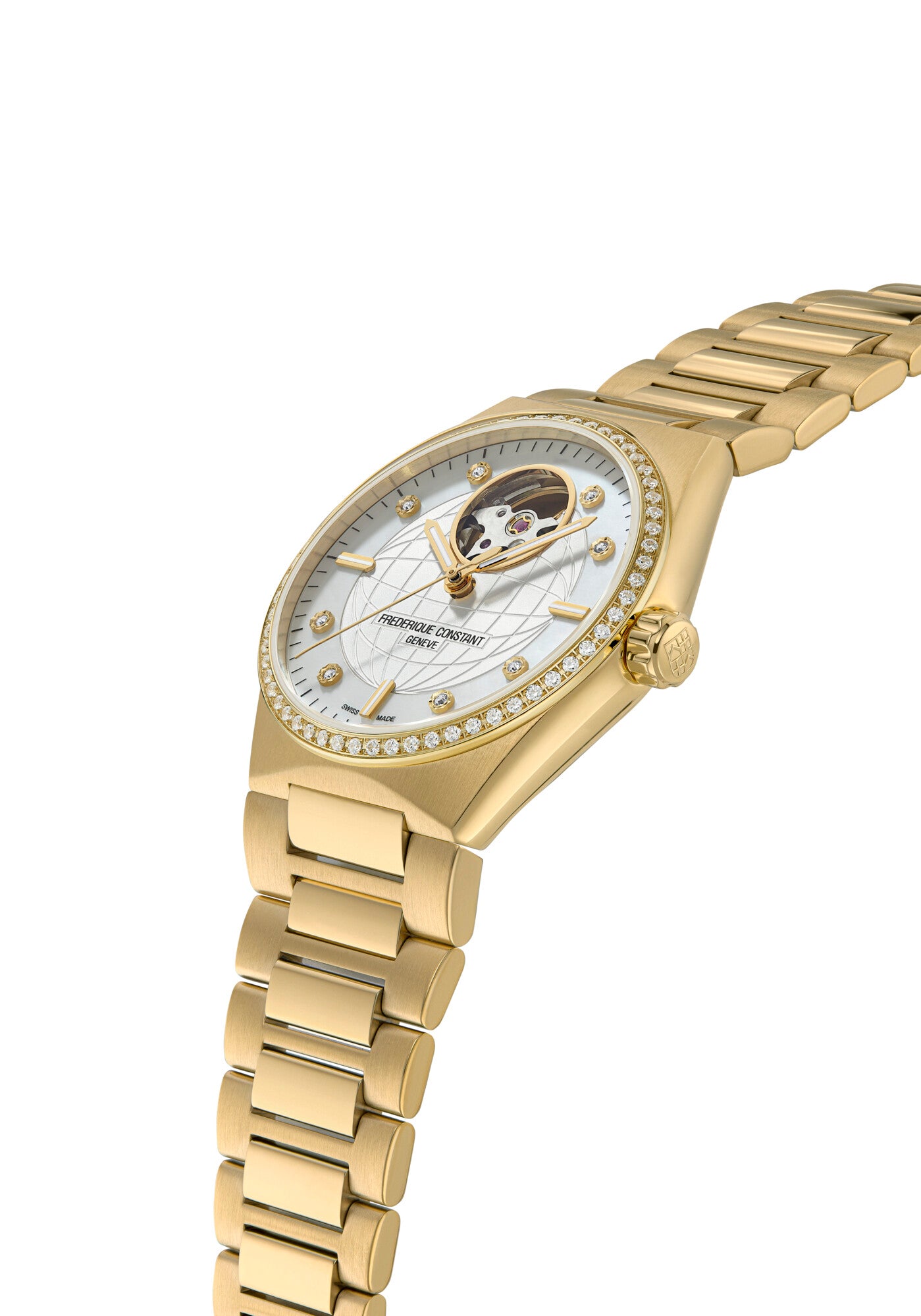 Frederique Constant Automatik Uhren Goldig Gehäuse Goldig Armband Silber Zifferblatt Oberturm Uhren in Aarau