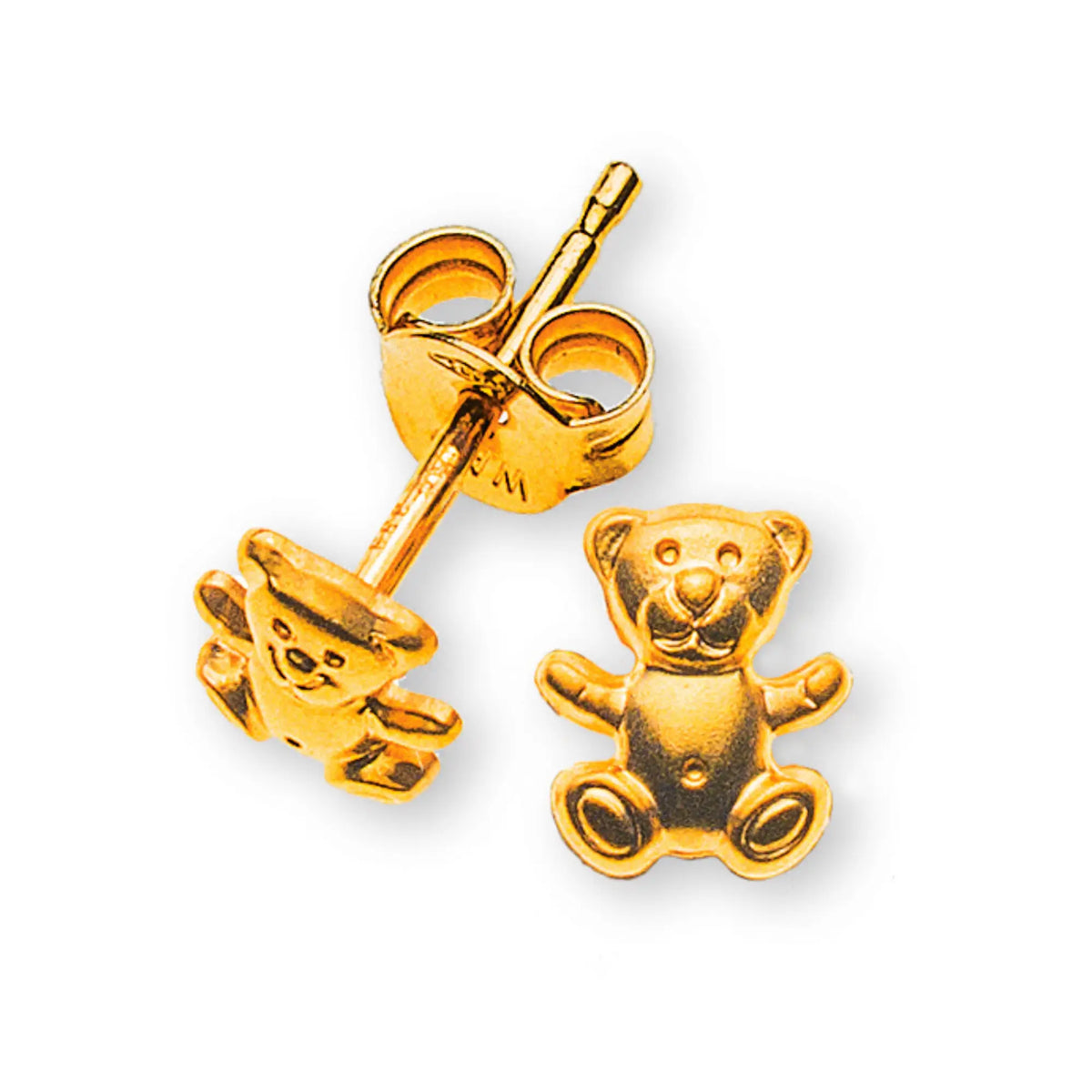 OGO1059 - Ohrstecker 750 Gelbgold Teddbär gesandelt
