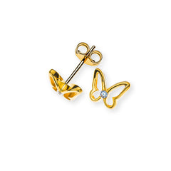 OZI8007 - Ohrstecker Schmetterling Gelbgold 375 mit 2 weissen Zirkonias
