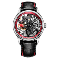 Aerowatch Renaissance Spider Skeleton Silbrig / Rot Herrenuhr