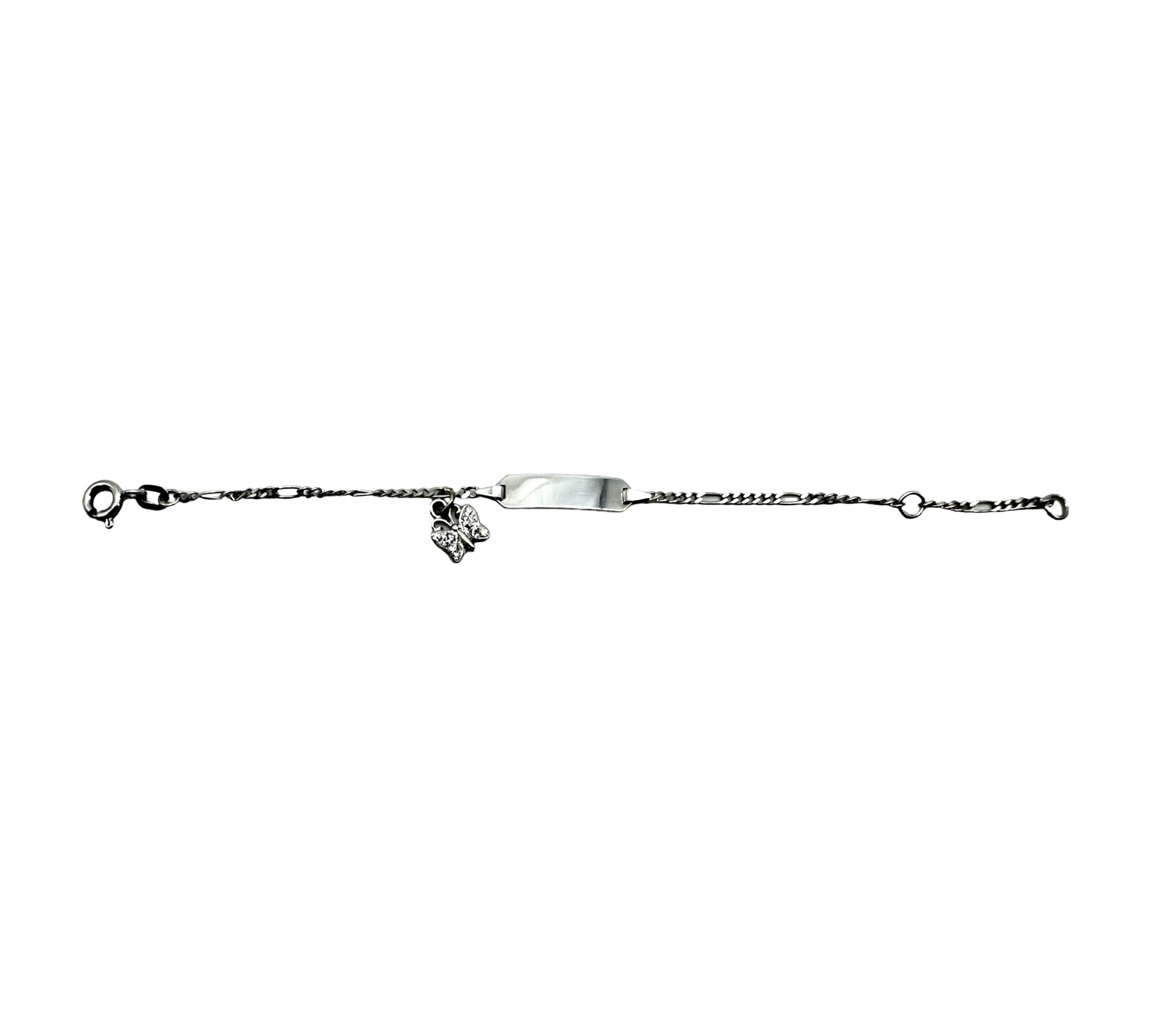 Bébé Gravurarmband | Bracelet Silber 950 mit Gravurplatte mit Schmetterling Anhänger