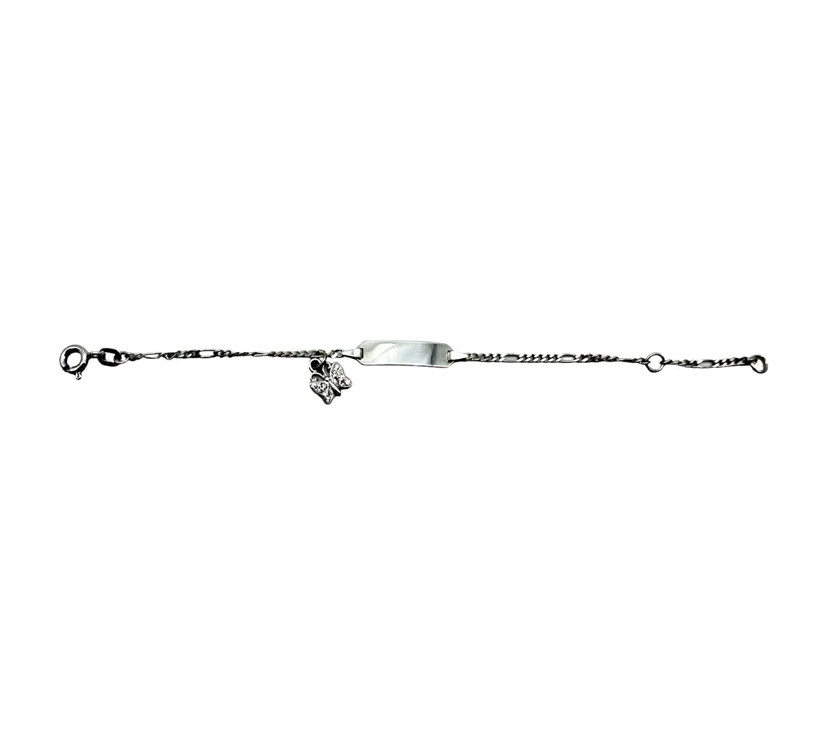 Bébé Gravurarmband | Bracelet Silber 950 mit Gravurplatte mit Schmetterling Anhänger