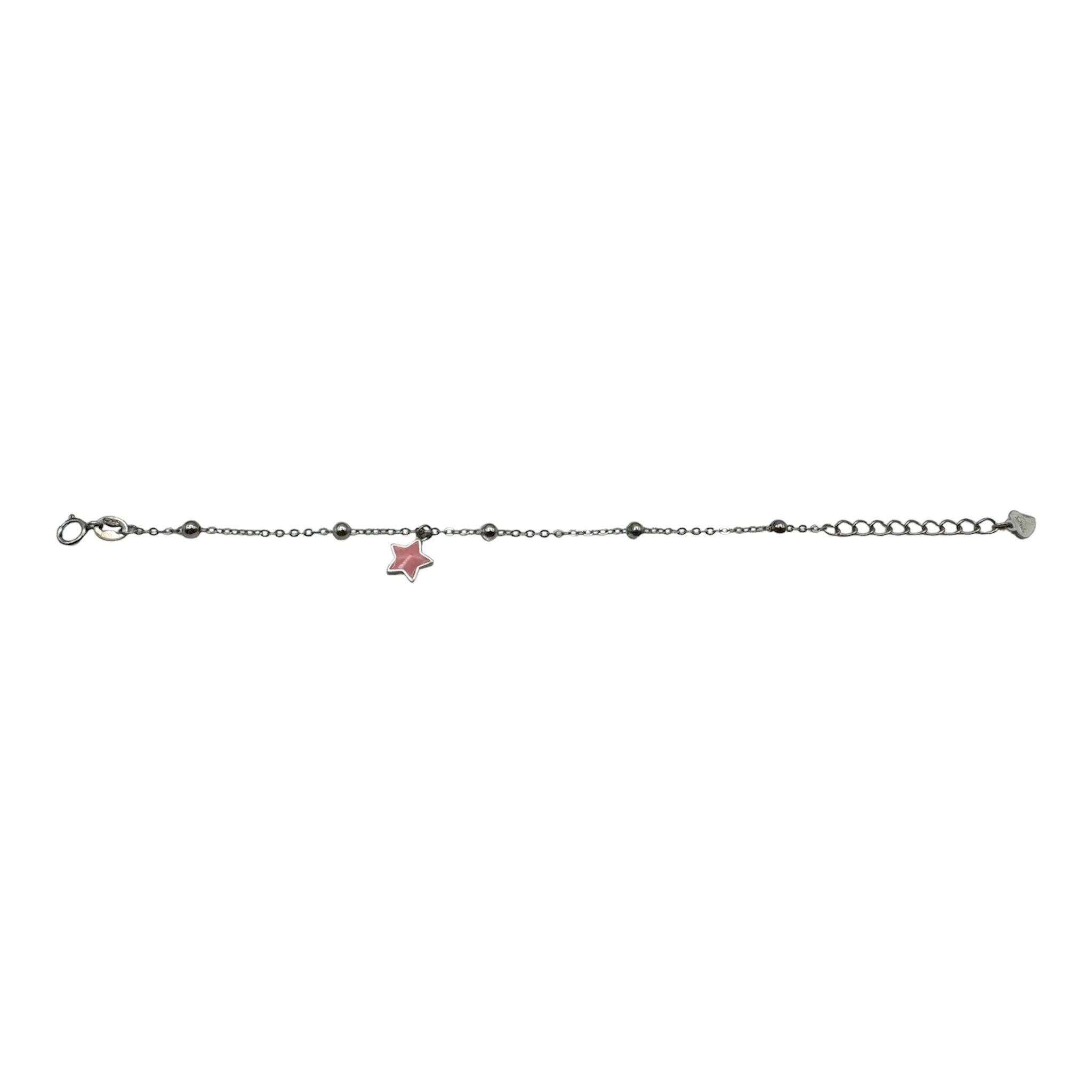 Bébé Gravurarmband | Bracelet Silber 950 mit Gravurplatte mit Pinkstern Anhänger