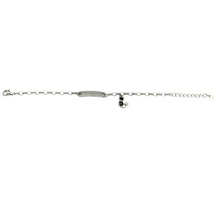 Bébé Gravurarmband | Bracelet Silber 950 mit Gravurplatte mit Katze-Anhänger