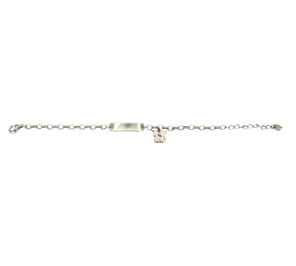 Bébé Gravurarmband | Bracelet Silber 950 mit Gravurplatte mit Einhorn-Anhänger