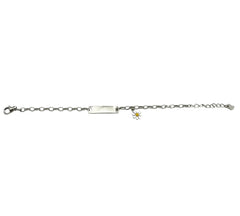 Bébé Gravurarmband | Bracelet Silber 950 mit Gravurplatte mit Blumenanhänger