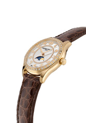 Frederique Constant Quarz Uhren Gold Gehäuse Braun Armband Perlmutt Zifferblatt 40 Diamanten Limited Edition Oberturm Uhren in Aarau