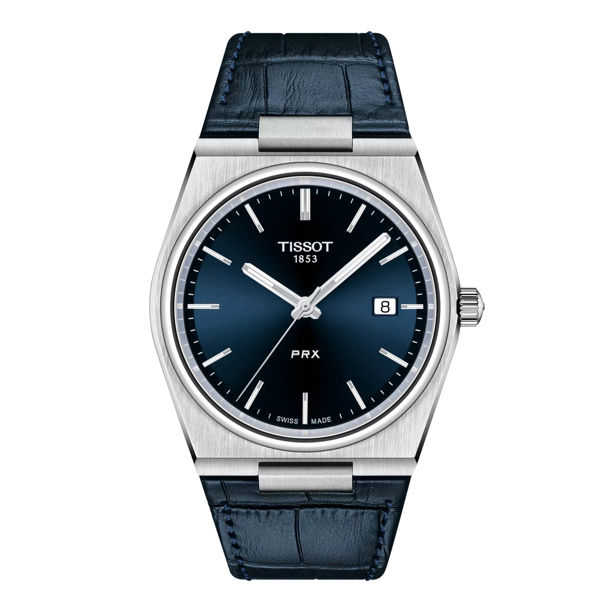 Tissot PRX Blau Quarz Lederarmband Herrenuhr
