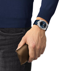 Tissot PRX Blau Quarz Lederarmband Herrenuhr