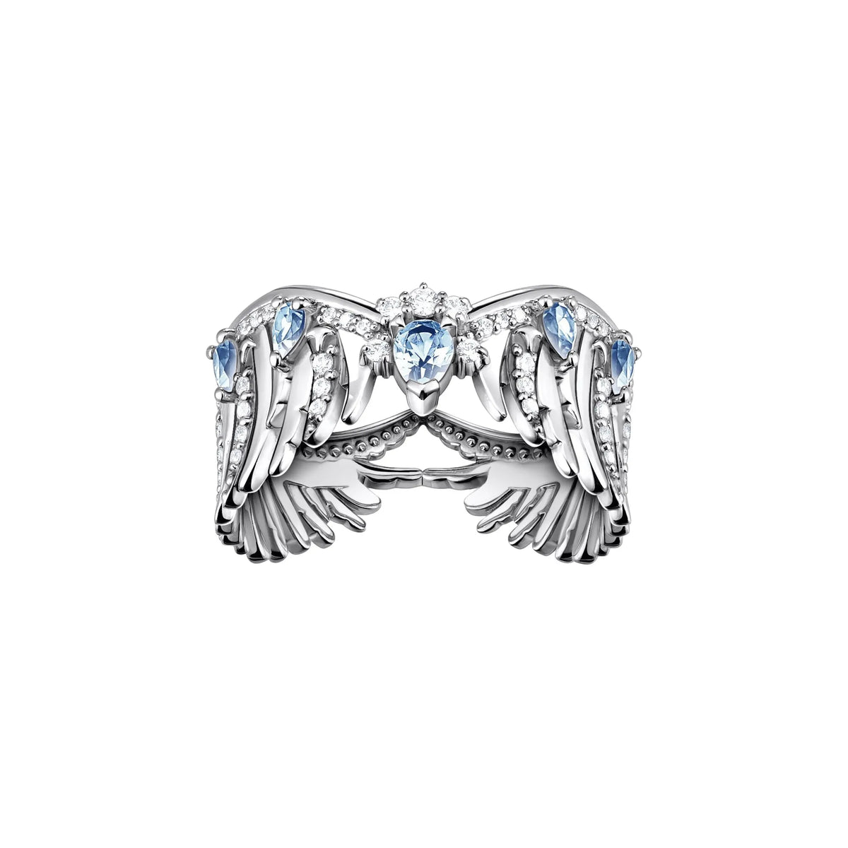 Thomas Sabo Ring Phönix-Flügel mit blauen Steinen Silber