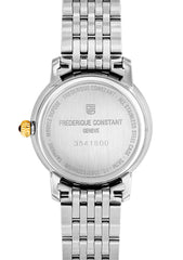 Frederique Constant Silber Gelb Armband Edelstahl Gelb Gehäuse Weiss Zifferblatt Quarz Damenuhr mit Diamanten