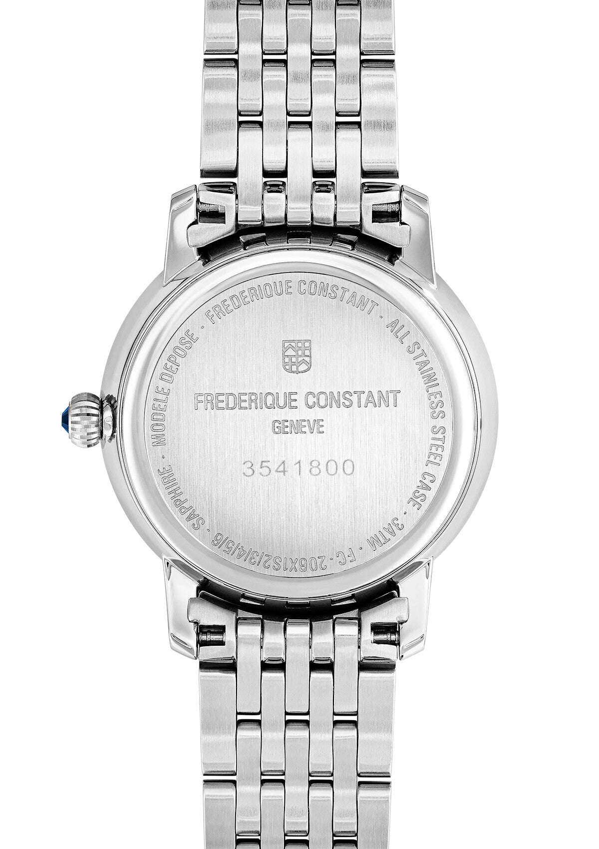 Frederique Constant Silber Edelstahl Silber Gehäuse Weiss Zifferblatt mit Diamanten Quarz Uhr