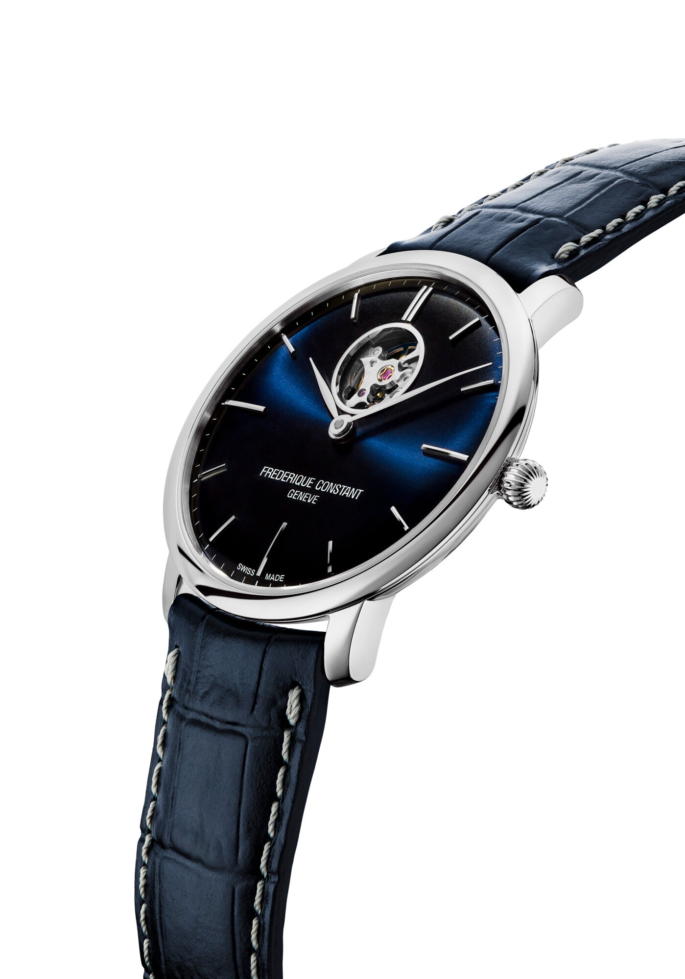 Frederique Constant Blau Armband Silber Gehäuse Blau Zifferblatt Automatik Classics Uhr