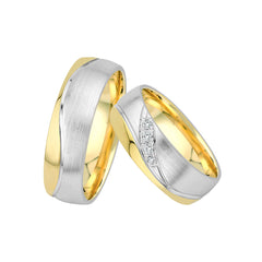 Oberturm Trauringe Classics in Weissgold/Gelbgold mit Diamanten F117